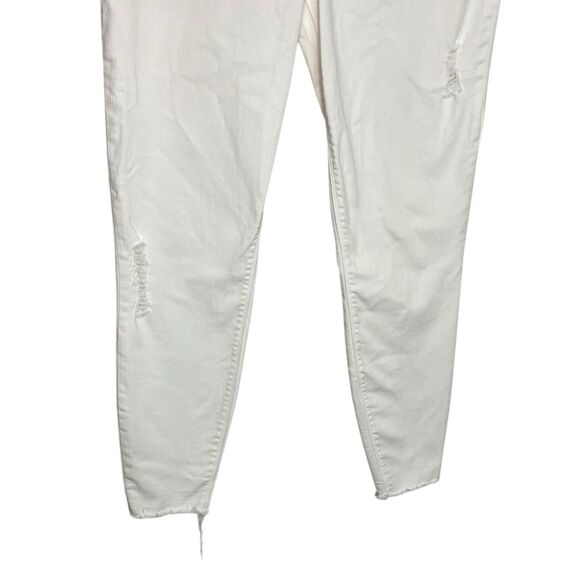 Spanx Jeans Womens L Pants White Ankle Leggings Elastic Waist Pull On Distressed - Picture 5 of 11